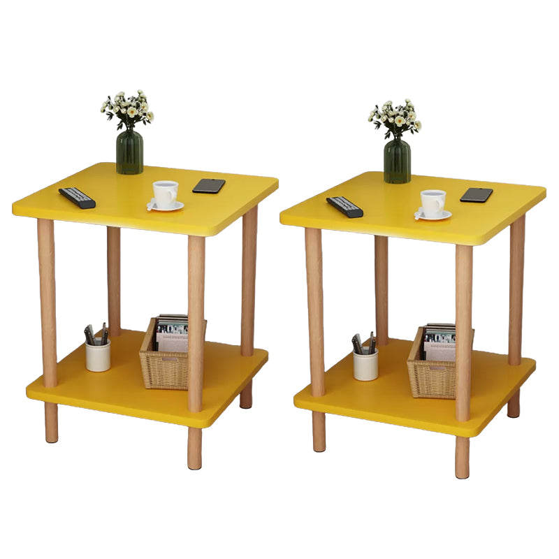 Modern Accent Side Table Storage Wood Side Table for Bedroom 20"L x 20"W x 21"H Yellow 2 Clearhalo 'Coffee & Accent Tables' 'End & Side Tables' 'end_side_tables' 'furn' 'furn_end_side_tables' 'Furniture' 'Living Room Furniture' 6761110