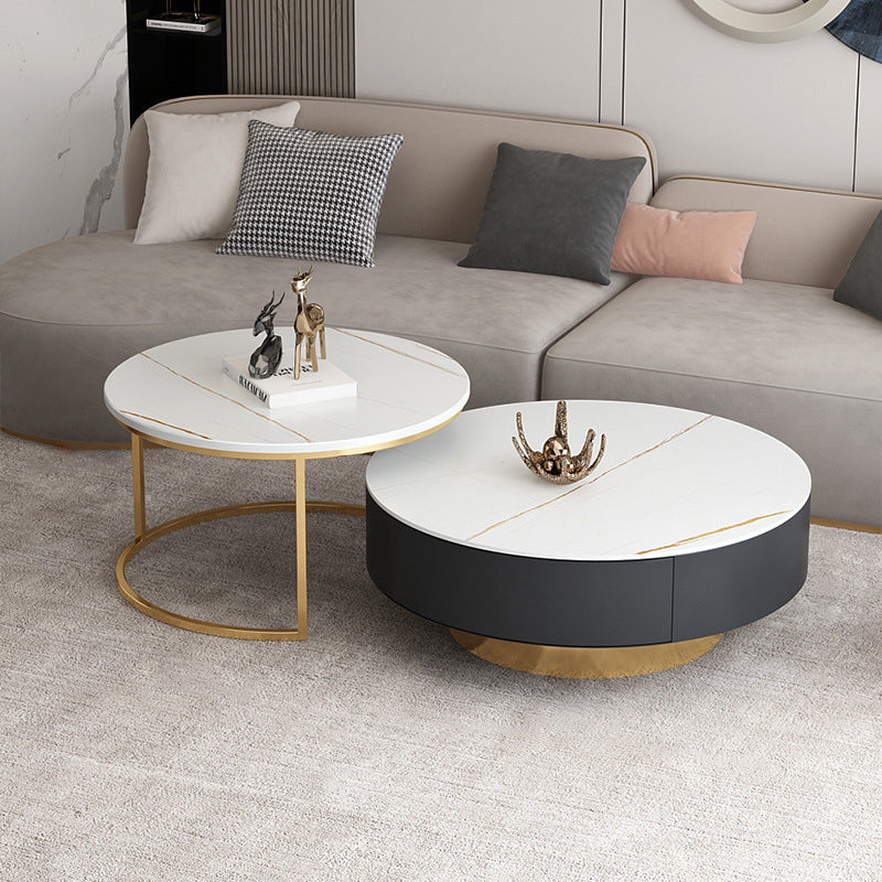 Pedestal and Frame Coffee Table Slate Bunching Tables with Drawers