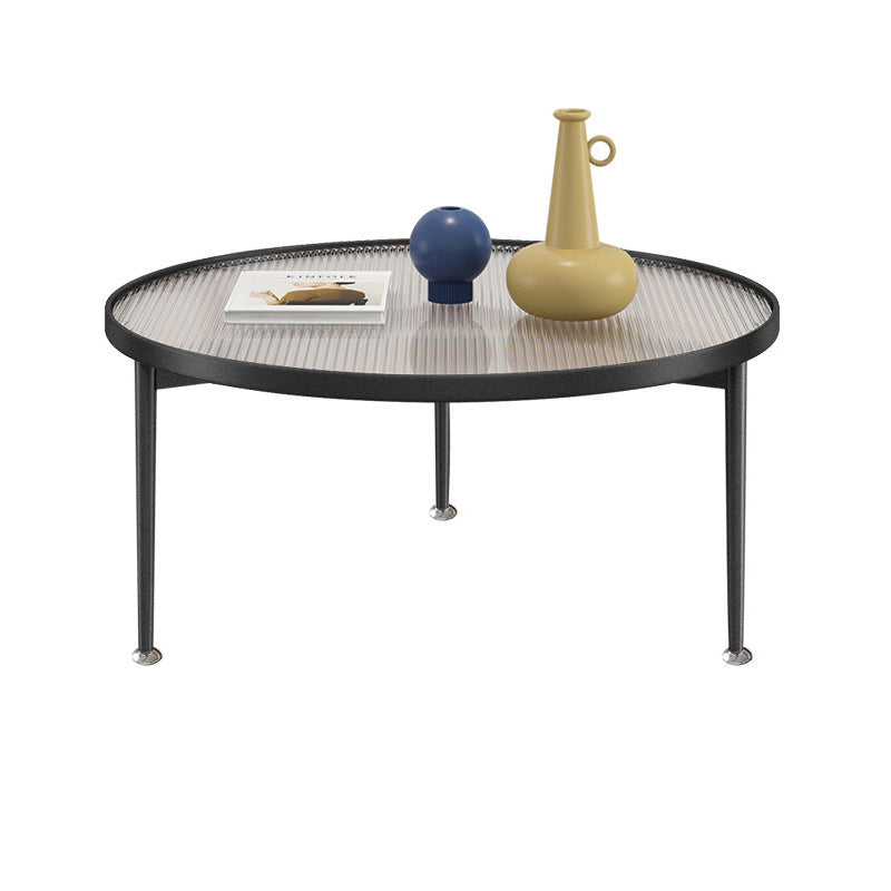 Contemporary Glass-Topped Coffee Table 3 Legs Coffee Cocktail Table Black Clearhalo 'Coffee & Accent Tables' 'Coffee Tables' 'coffee_tables' 'furn' 'furn_coffee_tables' 'Furniture' 'Living Room Furniture' 6761700