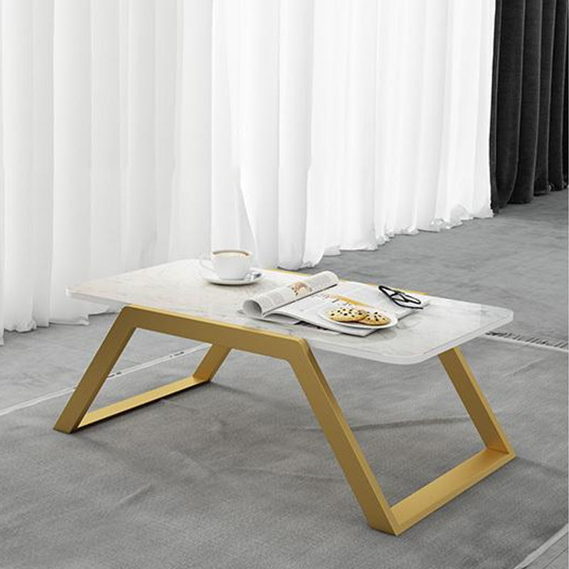 Sled Coffee Table Marble Top Coffee Cocktail Table for Living Room