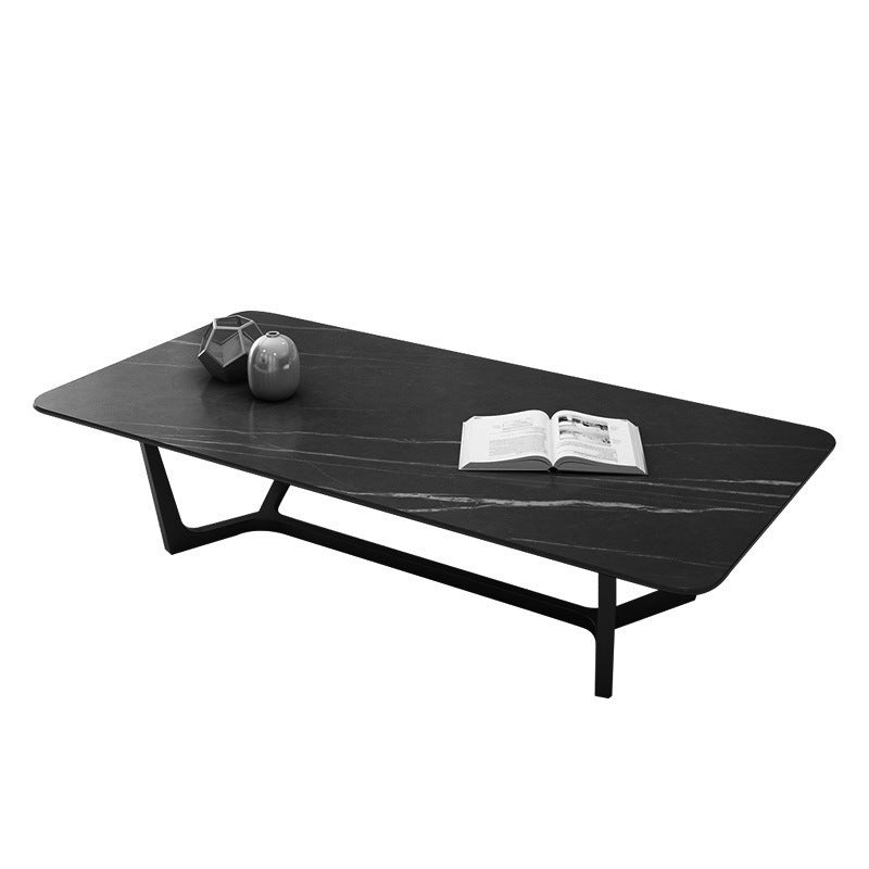 Trestle Coffee Table Black Coffee Cocktail Table with Slate Top
