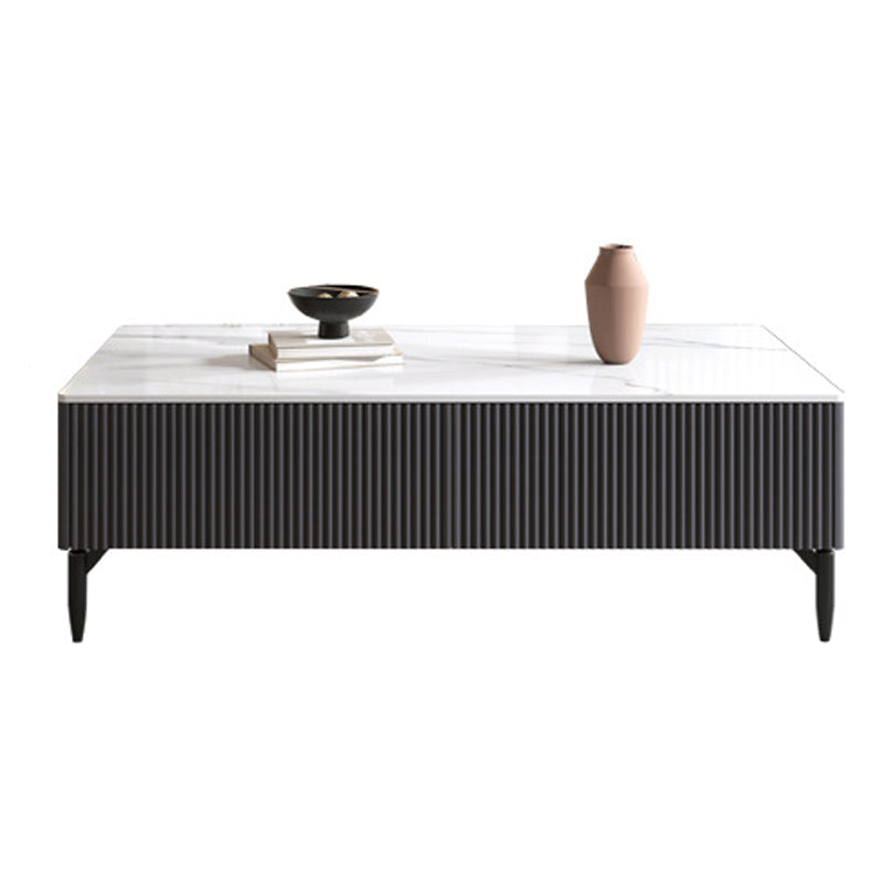 4 Legs Single Coffee Table Rectangle Slate Coffee Table with 4 Drawers