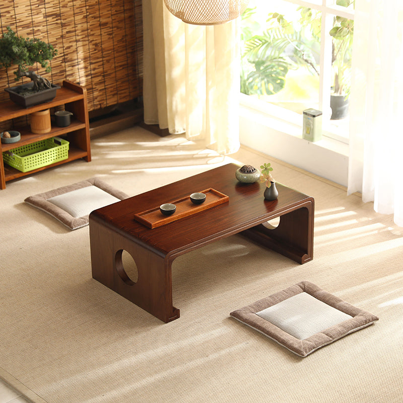 Solid Wood Single Coffee Table Rectangle Modern Sled Cocktail Table