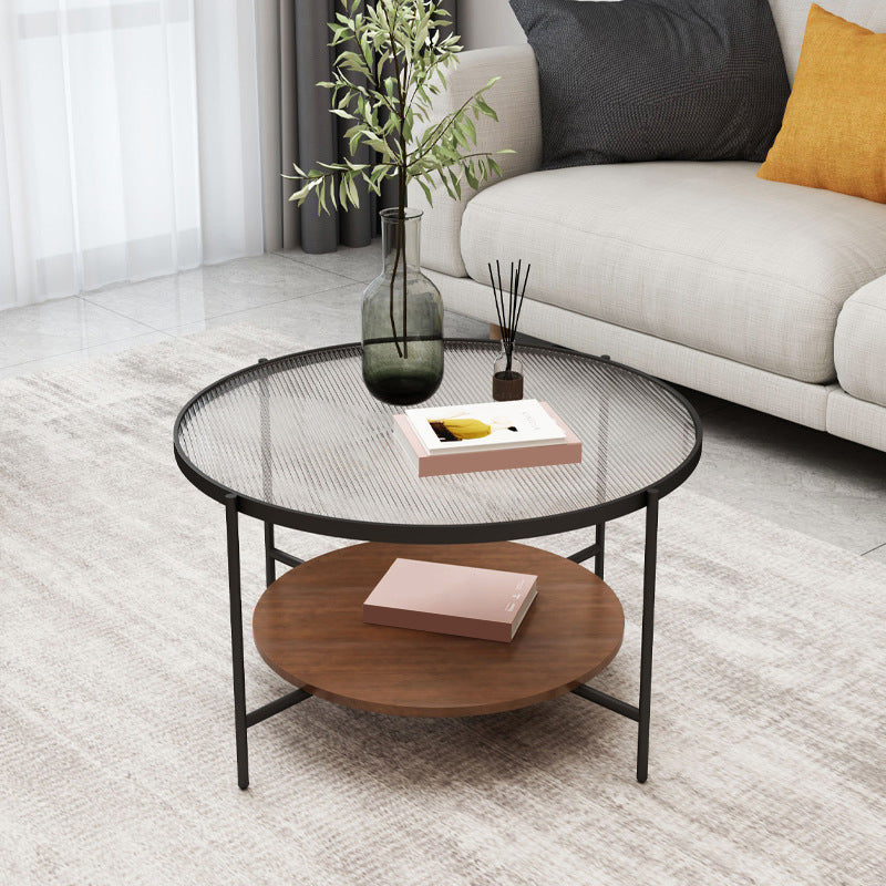 Modern Single Coffee Table Round Glass Coffee Table with 4 Legs
