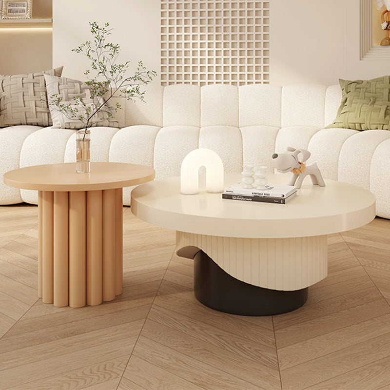 Contemporary Coffee Table Wooden Pedestal Round Coffee Cocktail Table