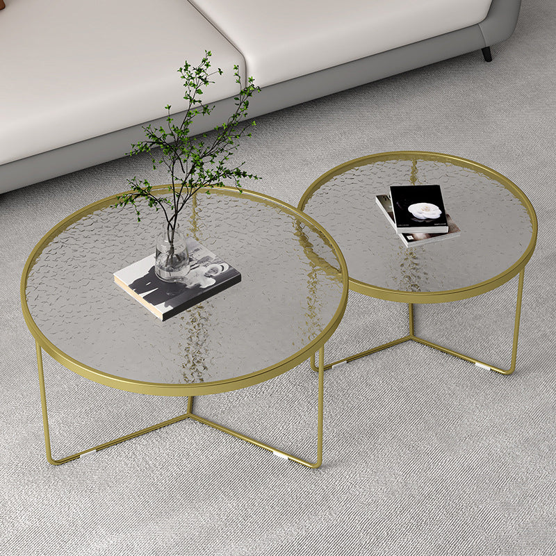 Modern Round Coffee Table Glass Top Nesting Coffee Table Set