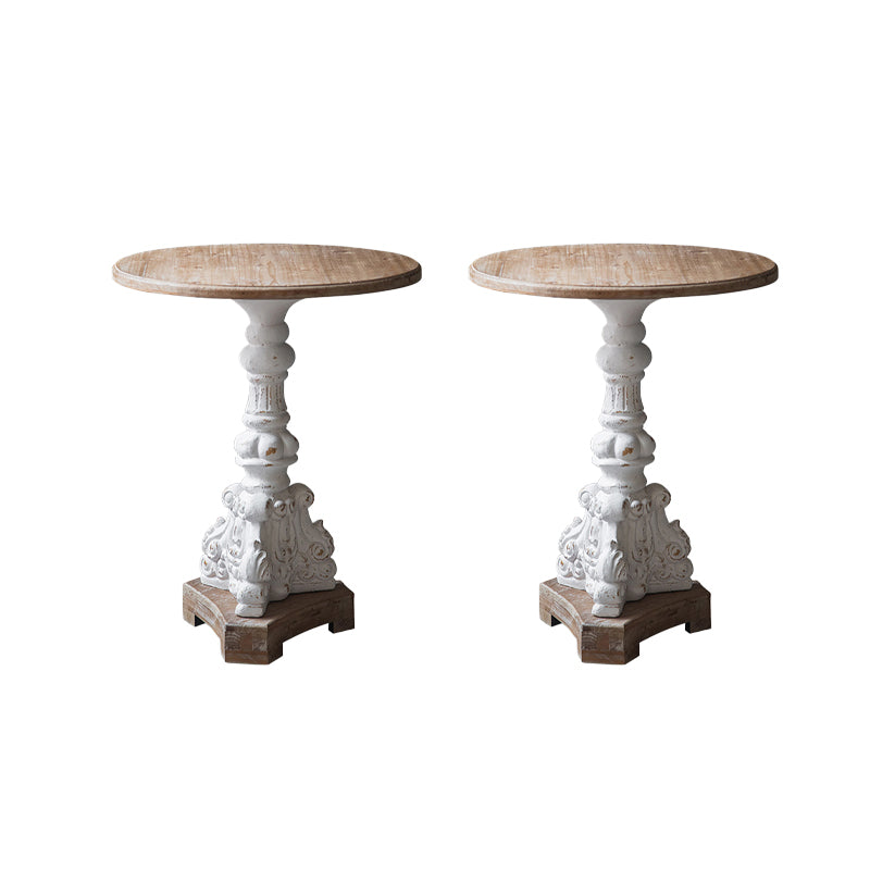 Wood and Metal Side End Snack Table Rustic Style Solid Wood End Table