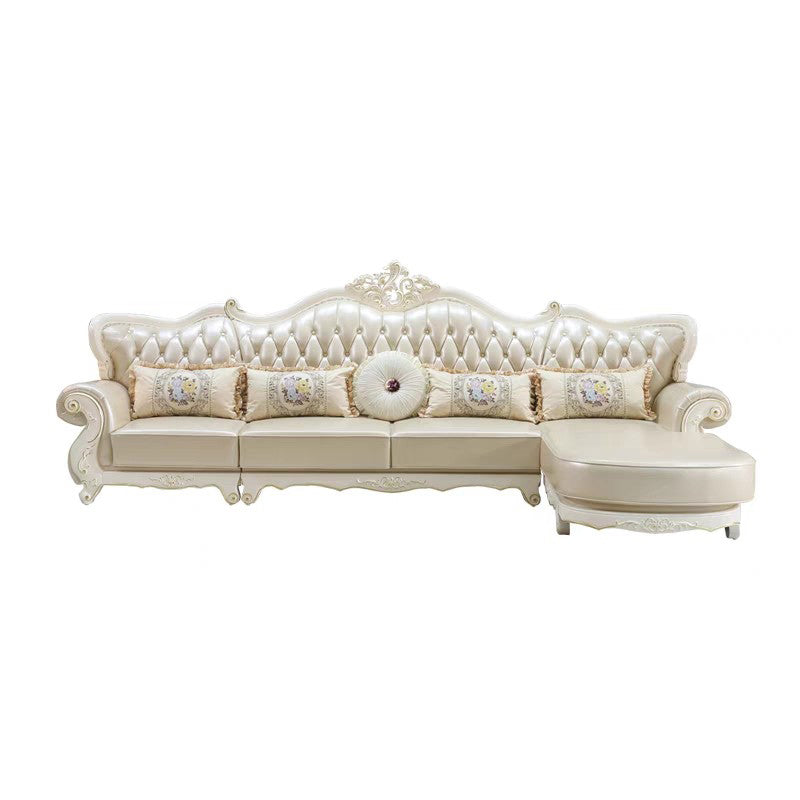 Punta per chioda trapuntata rustica sezionale braccio svasato in pelle vera sezionale