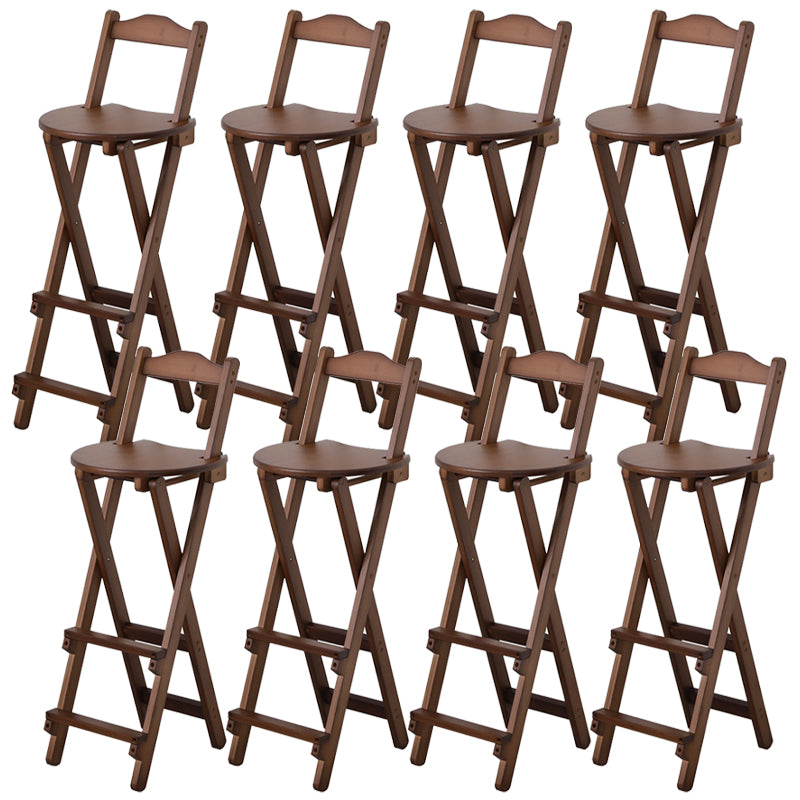 Solid Wood Dining Stools Contemporary Folding Bar Stools with Footrest Brown 8 Piece Set Bar Stool(29"H) Clearhalo 'Bar Furniture' 'Bar Stools' 'bar_stools' 'furn' 'furn_bar_stools' 'Furniture' 'Kitchen & Dining Furniture' 6768115