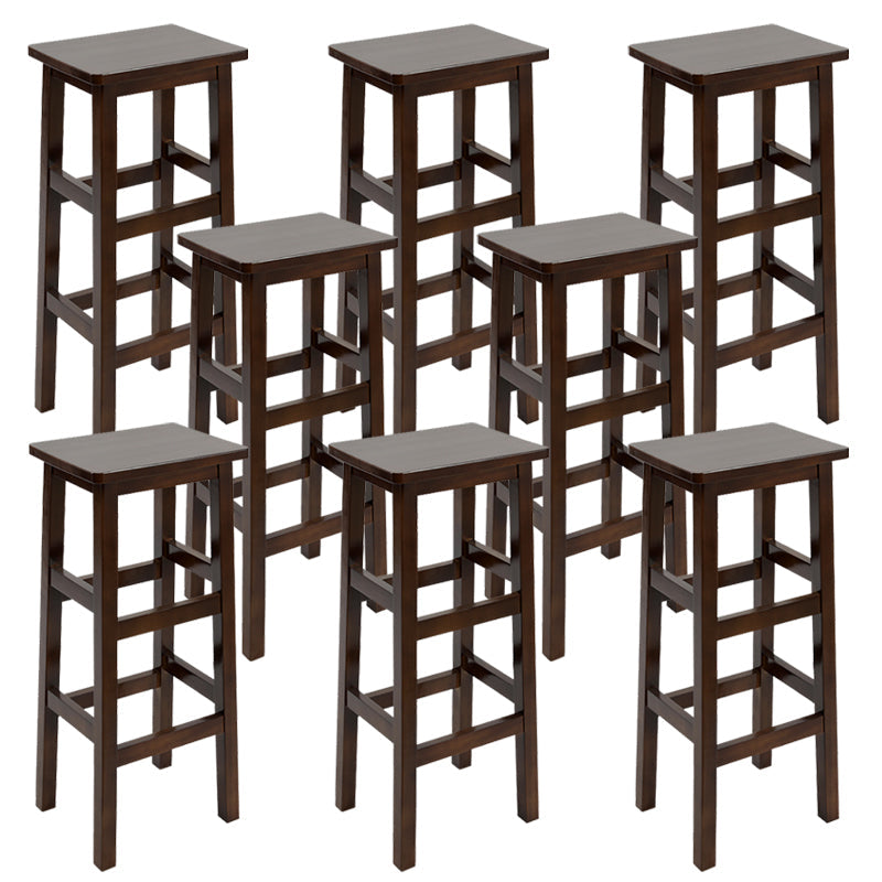 Solid Wood Bar Stool Footrest Armless Counter Stool for Dining Room