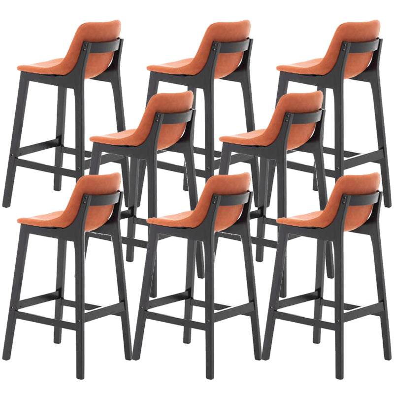 Industrial Faux Leather Bar Stools Indoor Solid Back Stools with Wooden Frame