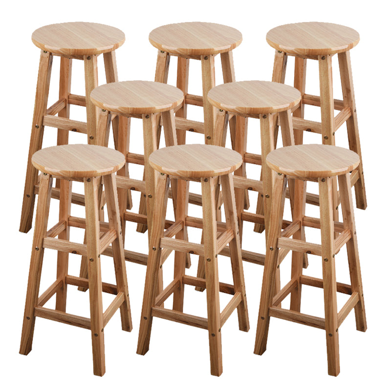 Light Wood Finish Counter & Bar Stools Modern Indoor Stools with 4 Legs 8 Piece Set Extra Tall Stool(35"H) Clearhalo 'Bar Furniture' 'Bar Stools' 'bar_stools' 'furn' 'furn_bar_stools' 'Furniture' 'Kitchen & Dining Furniture' 6768355