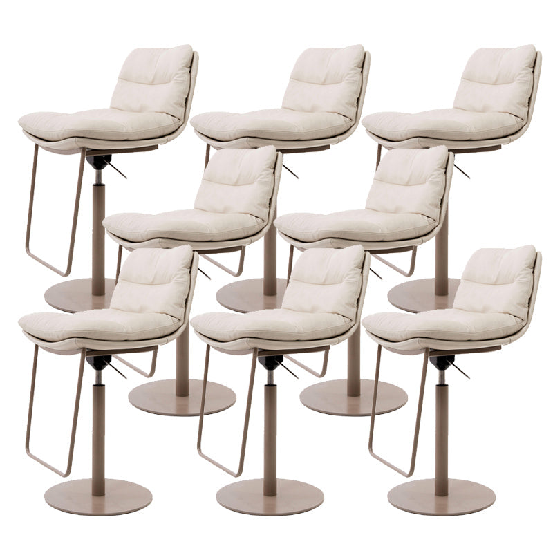 White Adjustable Height Bar Stools Industrial Faux Leather Stools