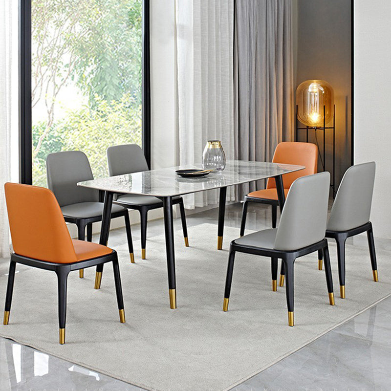 Nordic 1/4/5/7 Pieces Furniture Rectangle Stone Dining Table Set in Gray