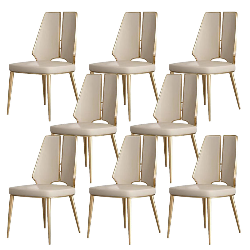 Glam Style Side Chair Metal Open Back Dining Room Chair for Indoor Off-White 8 Piece Set Clearhalo 'Dining Chairs' 'Dining Tables & Seating' 'dining_chair' 'furn' 'furn_dining_chair' 'Furniture' 'Kitchen & Dining Furniture' 6770296