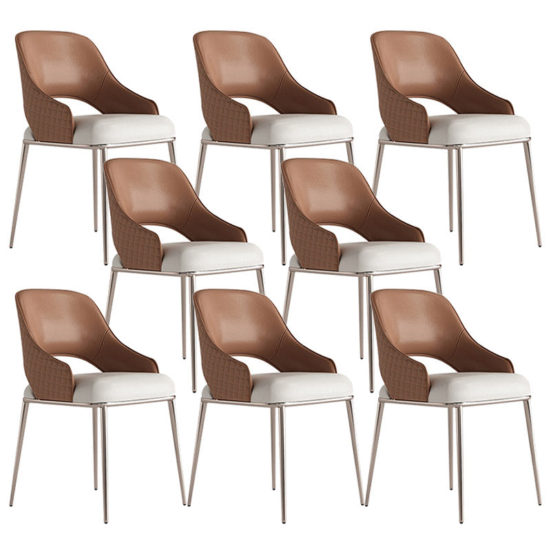 Eigentijdse armstoel metalen open rug eetkamerstoel voor thuis