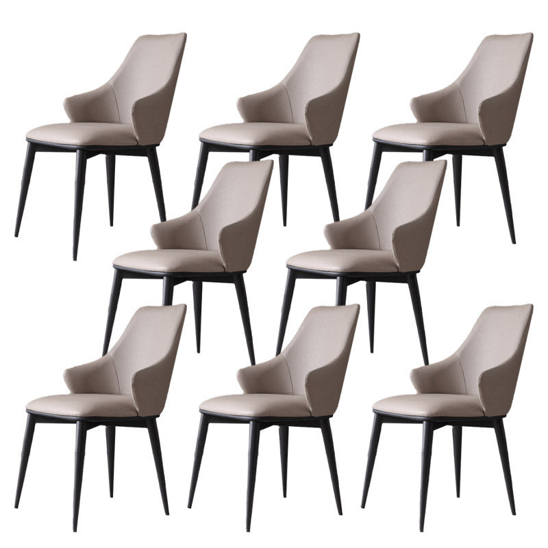Industrial Style Arm Chair Metal Solid Back Dining Room Chair for Home Grey 8 Piece Set Clearhalo 'Dining Chairs' 'Dining Tables & Seating' 'dining_chair' 'furn' 'furn_dining_chair' 'Furniture' 'Kitchen & Dining Furniture' 6770553