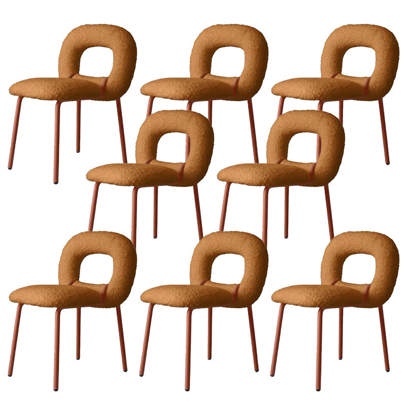 Modern Style Side Chair Metal Open Back Dining Room Chair for Kitchen Brown 8 Piece Set Clearhalo 'Dining Chairs' 'Dining Tables & Seating' 'dining_chair' 'furn' 'furn_dining_chair' 'Furniture' 'Kitchen & Dining Furniture' 6770694