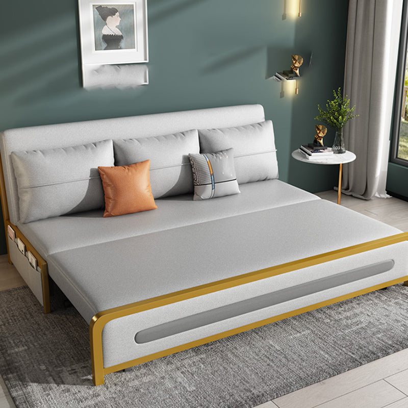 Faux Leather Armless Sofa Bed Glam Styled Gray Upholstered Sleeper Storage Included Clearhalo 'furn' 'furn_futons' 'Furniture' 'Futons & Daybeds' 'Futons' 'Living Room Furniture' 6775382