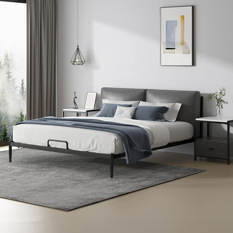 Upholstered Headboard Bed Standard Metal and Upholstered Bed Black Bed & Mattress Clearhalo 'Bedroom Furniture' 'Beds' 'furn' 'furn_beds' 'Furniture' 6775675