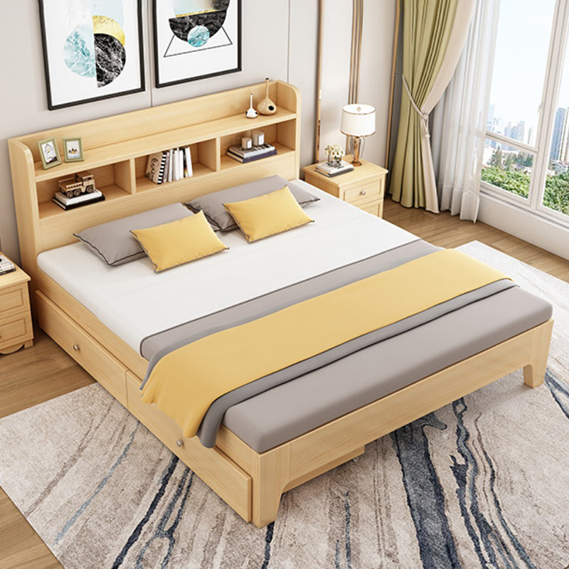 Letto moderno della piattaforma 35,43 "telaio in legno massello alto con ripiani