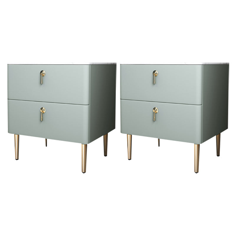 Klassischer Glamakzenttisch Nachttisch Stein Nachttschrank mit Schubladen