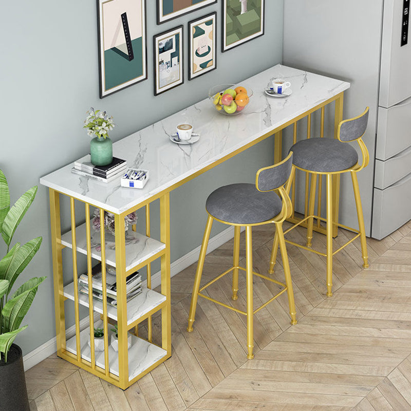 Table de la barre de barre rectangle industrielle Table de barre de fausses en bois avec base de rangement