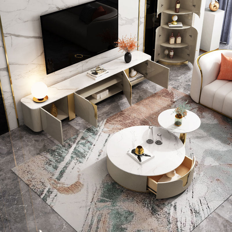 Glam TV Media Console Enclosed Storage TV Console with 2 Drawers Clearhalo 'furn' 'furn_tv_stands_entertainment_centers' 'Furniture' 'Living Room Furniture' 'TV Stands & Entertainment Centers' 'TV Stands & Media Storage Furniture' 'tv_stands_entertainment_centers' 6785281