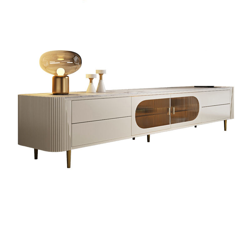 Console TV Glam TV con console TV di archiviazione chiusa con 4 cassetti