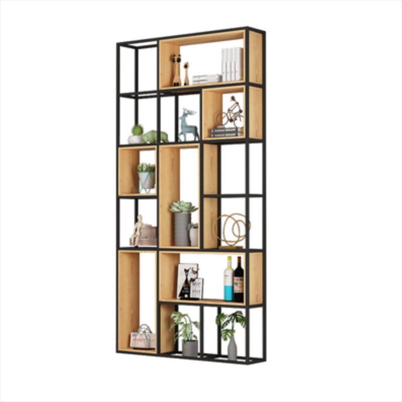 Natural Standard Bookcase Industrial Wooden Open Back Bookshelf 47.2"L x 9.8"W x 94.5"H Clearhalo 'Bookcases' 'furn' 'furn_bookcases' 'Furniture' 'Office Furniture' 6789477