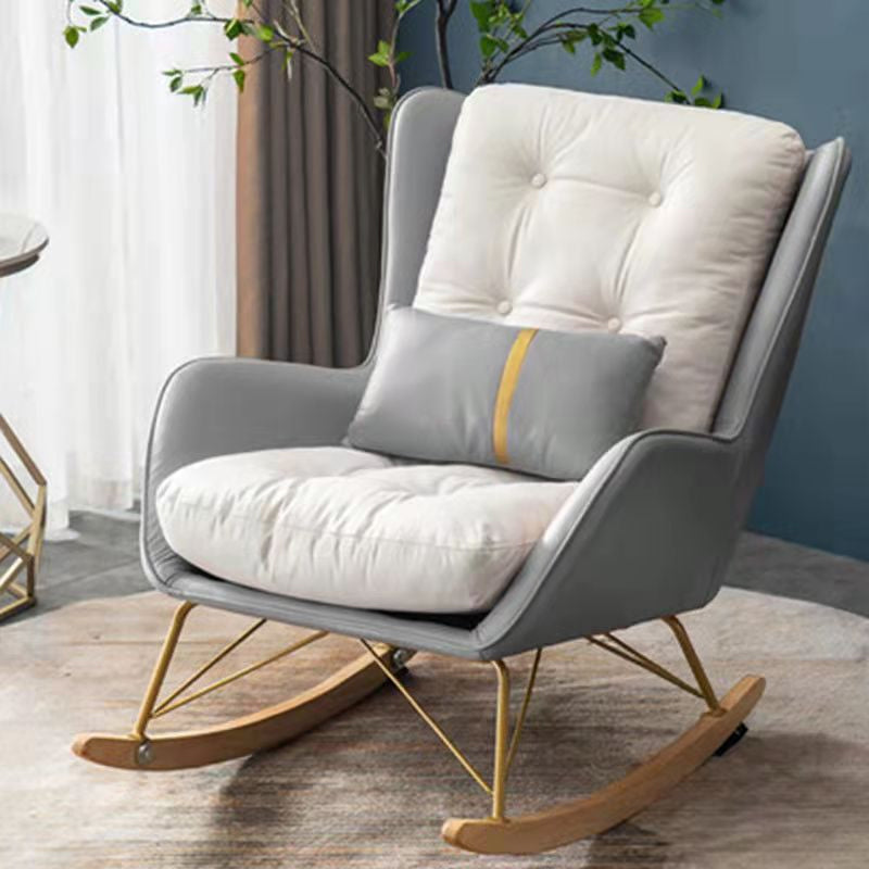 Modern Simple Style Rocking Chair Nursery Sofa Rocking Chair for Bedroom Gray Clearhalo 'Chairs & Seating' 'furn' 'furn_rocking_chairs' 'Furniture' 'Living Room Furniture' 'Rocking Chairs' 'rocking_chairs' 6790368
