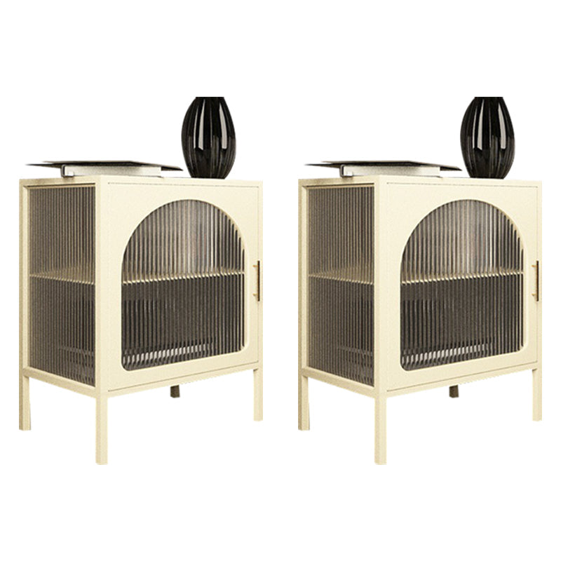 1 Door Industrial Accent Table Nightstand Antique Finish Bed Nightstand Off-White 2 Piece Set Clearhalo 'Bedroom Furniture' 'furn' 'furn_night_stand' 'Furniture' 'night_stand' 'Nightstands' 6791655