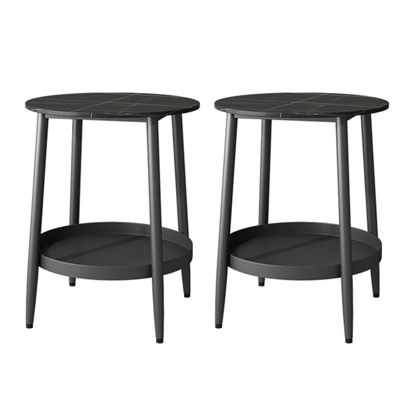 Contemporary Accent Table Nightstand Antique Finish Open Storage Bed Nightstand Black-Gold 2 Piece Set Clearhalo 'Bedroom Furniture' 'furn' 'furn_night_stand' 'Furniture' 'night_stand' 'Nightstands' 6792806