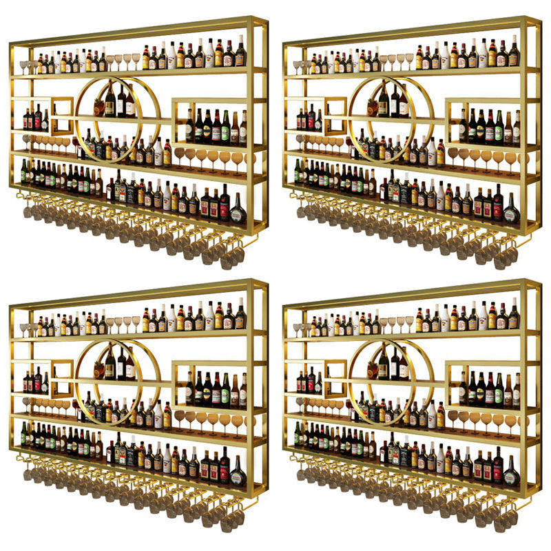 Wall Mounted Wine Rack Metal Modern Wine Bottle & Glass Rack for Bar