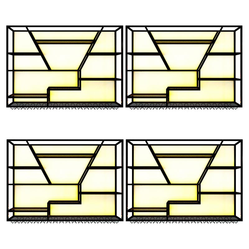 Wall Mounted Iron Wine Racks Modern Style Wine Holder Rack with Shelf 87"L x 8"W x 53"H 4 Piece Set Clearhalo 'furn' 'furn_wine_racks' 'Furniture' 'Kitchen & Dining Furniture' 'Wine Racks' 'wine_racks' 6793209