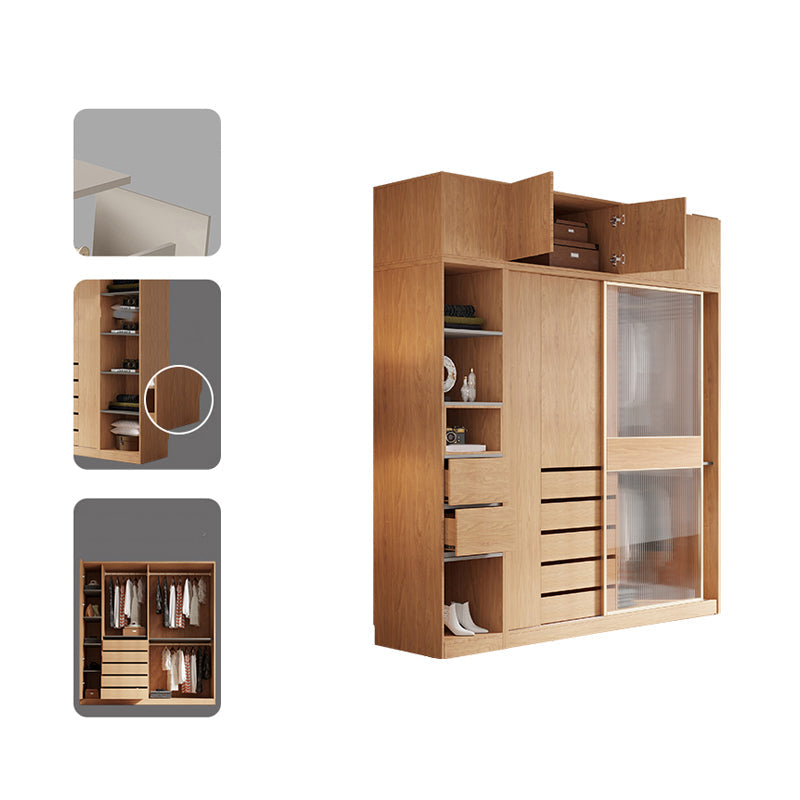 Engineered Wood Wardrobe Cabinet Modern Wardrobe Closet for Bedroom