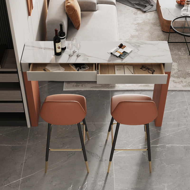 Hedendaagse stenen bovenste bar eettafel rechthoekige pubtafel met dubbele voetstuk