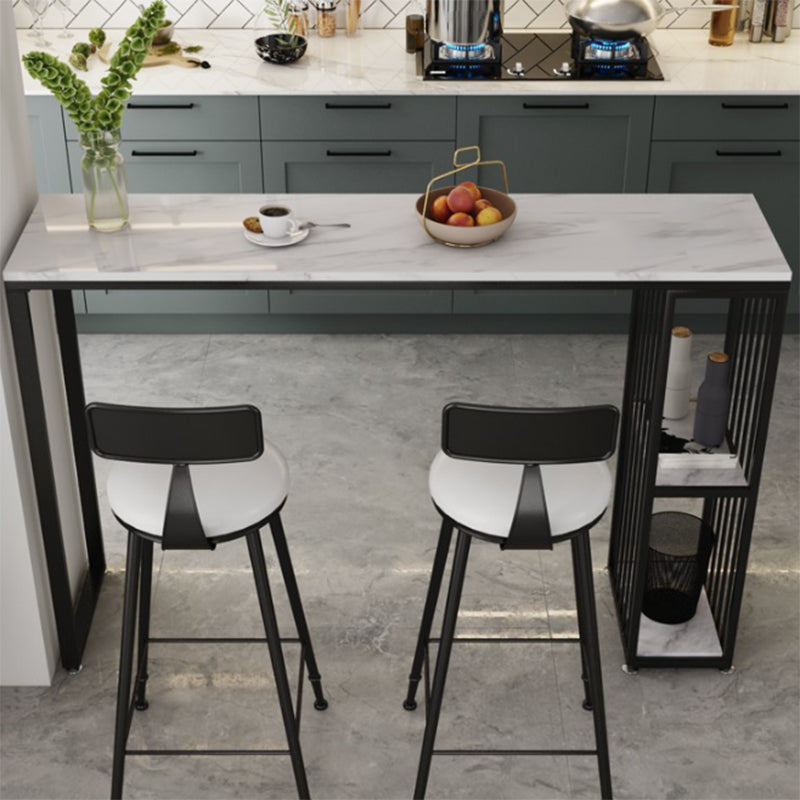 Hedendaagse rechthoekige staaf Tafel Faux Marble Bar eettafel met opslag