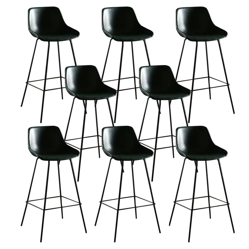Faux Leather Bar Stools Armless Dining Stools with Metal Base