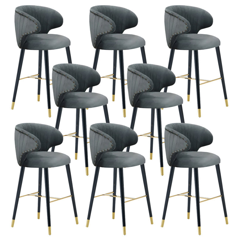 Glam Backrest Bar Stool Upholstered Counter Stool for Bristol with Wooden Legs Black 8 Piece Set Clearhalo 'Bar Furniture' 'Bar Stools' 'bar_stools' 'furn' 'furn_bar_stools' 'Furniture' 'Kitchen & Dining Furniture' 6794527