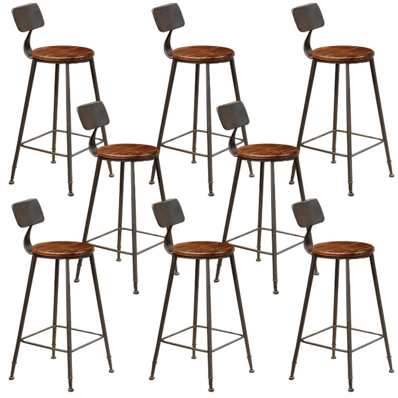 Industrial Armless Dining Stool Low Back Bar Stool with Metal Base