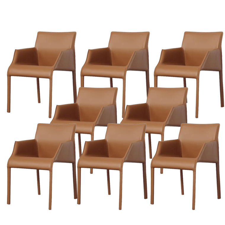 Kitchen Faux Leather Dining Chair Dining Room Upholstered Arm Chair Brown 8 Piece Set Clearhalo 'Dining Chairs' 'Dining Tables & Seating' 'dining_chair' 'furn' 'furn_dining_chair' 'Furniture' 'Kitchen & Dining Furniture' 6796145