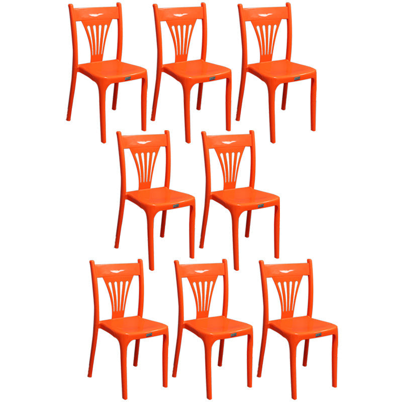 Slat Back Dining Side Chair Contemporary Plastic Dining Armless Chair