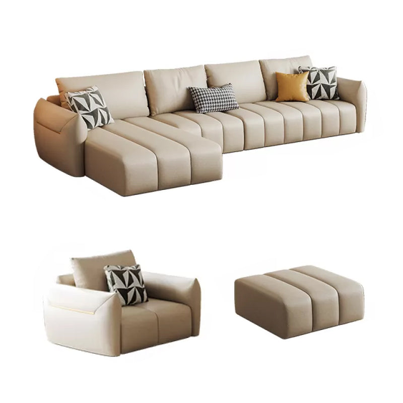 Divano sezionale in fico in pelle da 32.28 "di divano ad alta crema con cuscini posteriori a filo