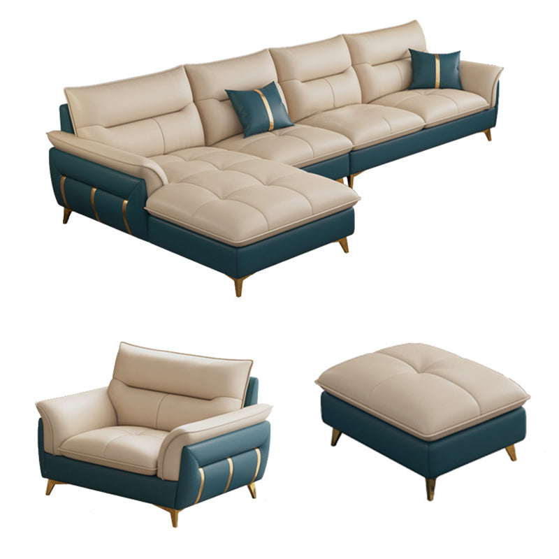 Divano sezionale in pelle autentica da 35,82 "divano ad alta crema con cuscino