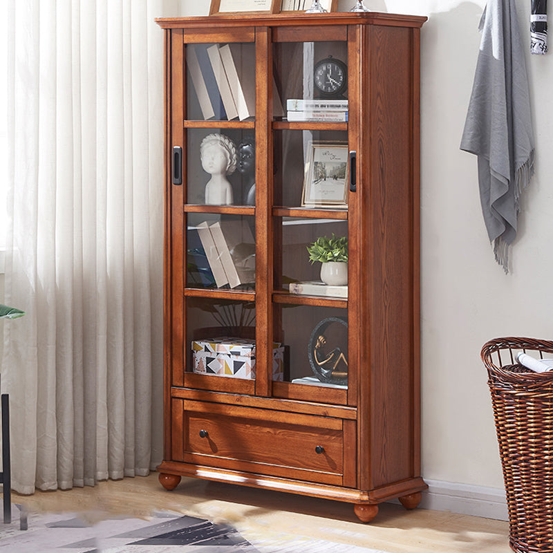 Wooden Standard Bookcase Contemporary Closed Back Bookshelf with Doors