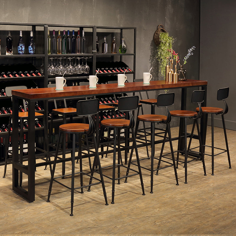 現代の長方形のバーテーブルソリッドウッドバーダイニングテーブルと架台
