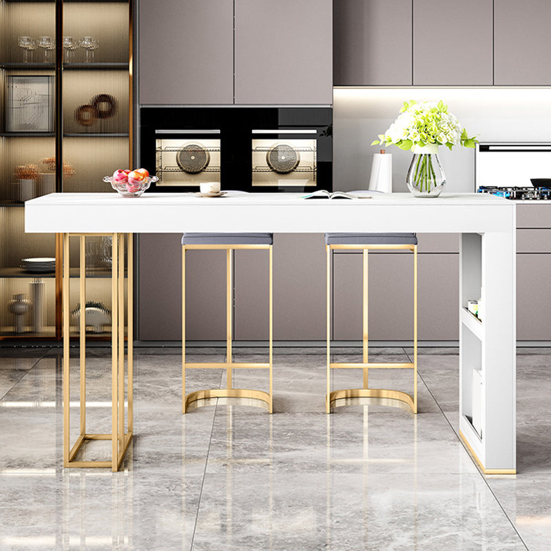 Contemporary Style Rectangle Bar Table Stone Fixed Bistro Bar Desk 78.7"L x 23.6"W x 41.3"H Without Chairs Clearhalo 'Bar Furniture' 'Bar Tables' 'bar_tables' 'furn' 'furn_bar_tables' 'Furniture' 'Kitchen & Dining Furniture' 6812916