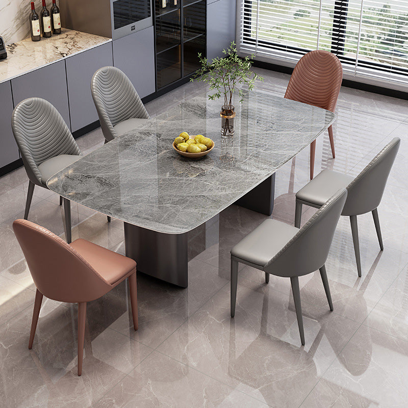 Simplicity Style Dinette Table Rectangle Stone Dining Room Table for Kitchen Grey 63"L x 31.5"W x 29.5"H Without Chairs Clearhalo 'Dining Tables & Seating' 'Dining Tables' 'dining_table' 'furn' 'furn_dining_table' 'Furniture' 'Kitchen & Dining Furniture' 6813996