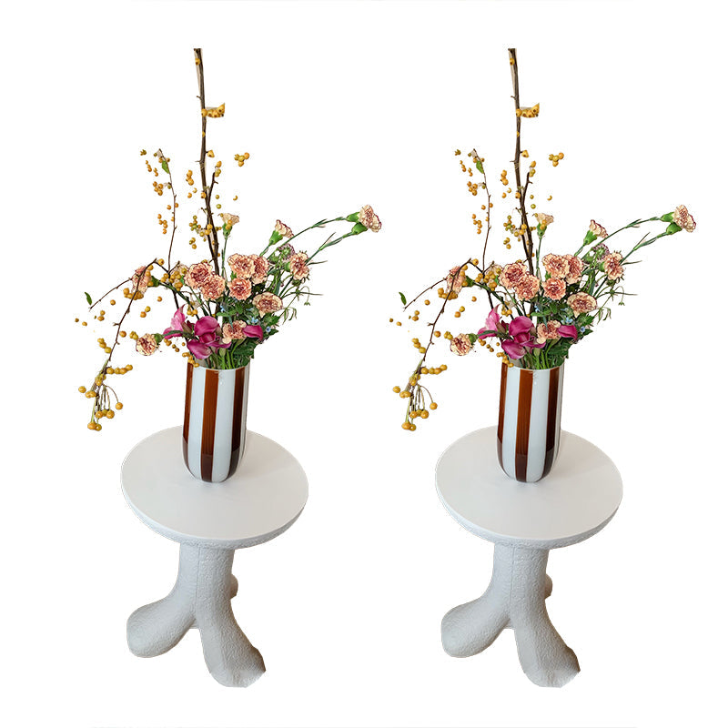 Tavolo d'angolo bianco Tavola unica a 3 gambe, 19,7 "w x 19,7" d x 24 "h